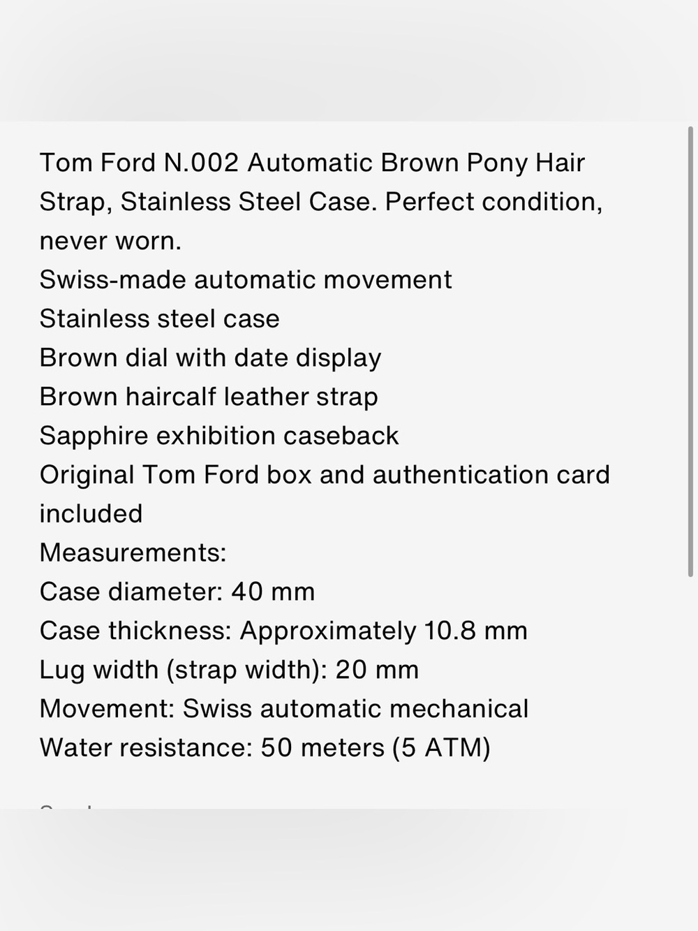 Tom Ford Brown Pony Hair Watch with Removable Band - Picture 9 of 9